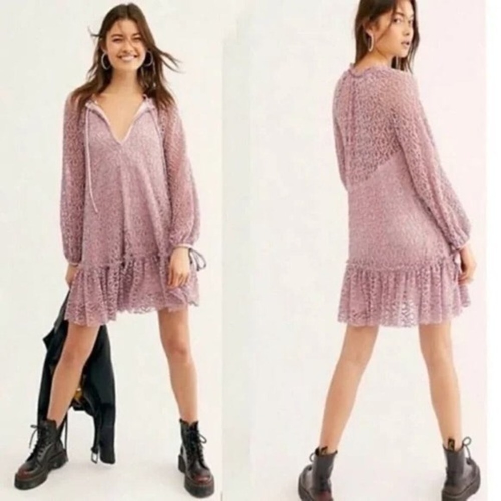 Free People Jenny Purple Crush Velvet  Dress